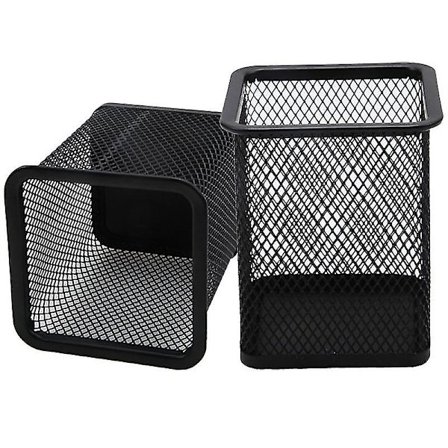 Pennställ för skrivbord, Mesh skrivbordsorganisatör pennburk pennhållare, skrivbordstillbehör pennburkar för kontor, hem, klassrum (svart-kvadrat) (4 
