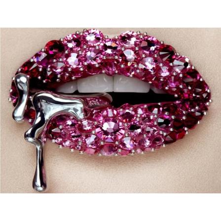 (30x40cm) Diamantmaleri 5D DIY Lilla Sexy Lips Drool of M