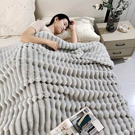 1 st Extra Stor Plysch Fleece Filt - Tjock Mjukt Överkast för Alla Årstider med Elegant / Brun