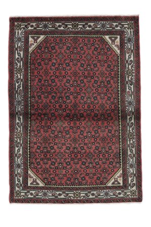 106X151 Tapete Hamadã Oriental Preto/Vermelho Escuro (Lã, Pérsia/Irão) Carpetvista