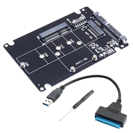 MSATA till Sata 3.0 Adapter USB 3.0 Sata Hårddisk 2 i 1 Konverterare med Kabel