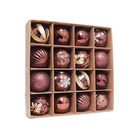 2023 Nytt 16st 6cm Färgglada Julkulor Ornament Party Hänge Dekoration Julkulor Nyårspresent Brown