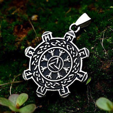 Hängsmycke - Nordisk mytologi - Valknut med Skräckhjälmen