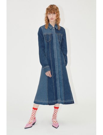 STINE GOYA Long Sleeve Denim Dress, 2301 Denim - Blue - XS