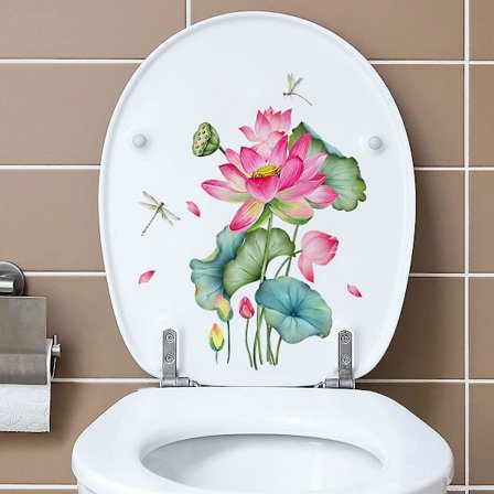Dww-2stk Libelle Lotus Blomster Vægklistermærker, Sjovt Vægklistermærke Til Toilet, Badeværelse, Køkken
