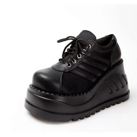 Kvinnor Punk Classics Gotiskt Mode Svarta Chunky Boots