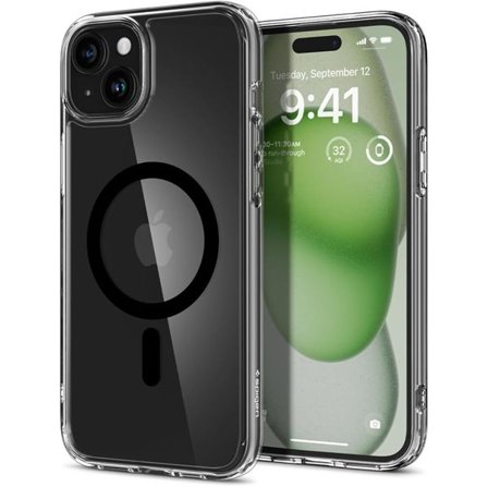 Spigen Ultra Hybrid Mag -kotelo MagSafella 15 Plus -puhelimelle - musta