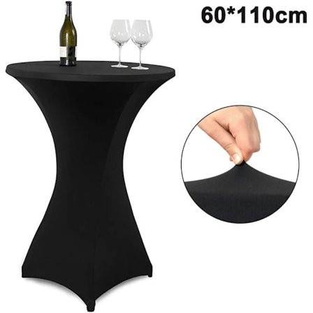 Stretch barbordsdukar för bistrobord, svart stretch cocktailduk 60x110cm