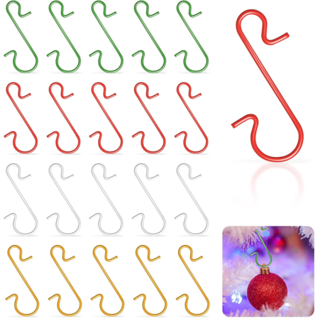120 kappaletta joulukuusen palloja, joulukuusen koukut, joulukoristeet kodin sisustukseen, metalliset S-muotoiset miniripustimet