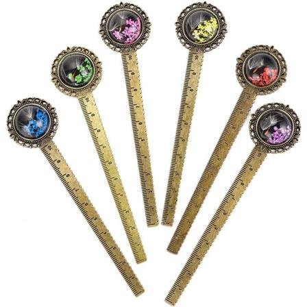 6 stk. metallbokmerke linjal bronse bokmerke retro bokmerke