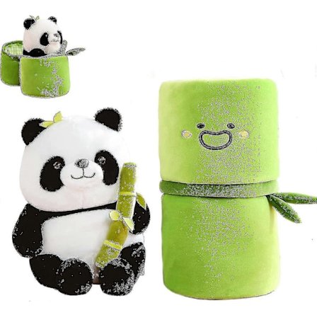 Panda Udstoppede Dyr, 25 cm Udstoppede Panda Bjørne Plysdyr Holder Bambus, Søde Panda I Bambus Plys Legetøj Gaver Til Børnepiger