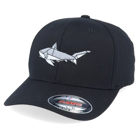 Origami - Svart flexfit Keps - Paper Shark Black Flexfit @ Hatstore