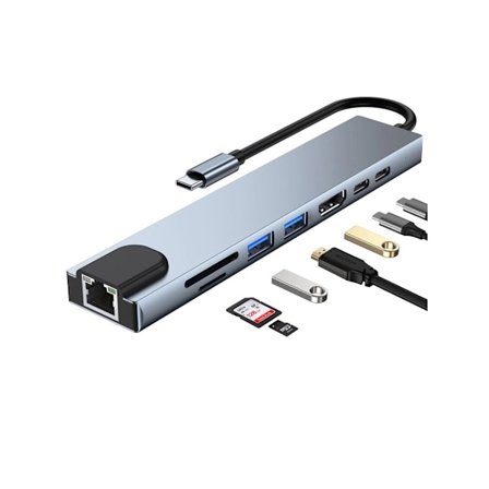 HDMI-adapter till USB C Hub Docking Station 8-i-1 USB C Hub Multiportadapter med HDMI PD 2 USB USB-C Dataport YEMAESRE