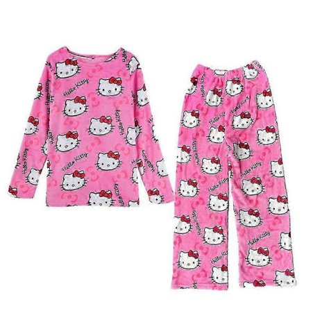 Hello Kitty -sarjakuva pyjamat naisille ja tytöille, pitkähihainen Kawaii-paita ja housut, yöasut