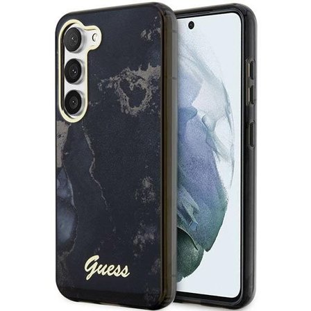 Guess GUHCS23MHTMRSK S23+ S916 svart/svart hardcase Golden Marble Collection