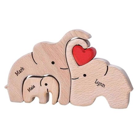 Træ Elefant Puslespil Figur Ornament Perfekt Dekorativ Navn Dyrefigurer og Pædagogisk Legetøj