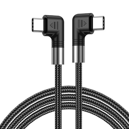 USB-C till USB-C kabel med vinklade kontakter, 5A, 100W, 0.5m