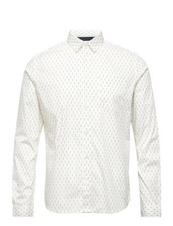 Fitted Print Skjorte Casual Hvid Tom Tailor