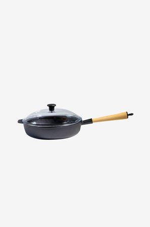 Carl Victor - Sautérpande i støbejern med glaslåg Diameter 25 cm - Sort - Stegepander & grillpander - Fra Homeroom