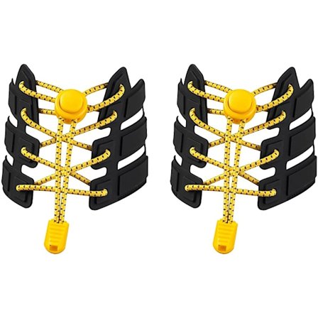 Kaksi paria joustavia nauhoja ilman nauhojen solmimista, kaikki koot, sopivat aikuisille ja lapsille (Keltainen)