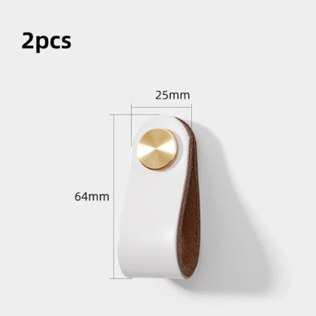 2st läderdörrhandtag Möbelhandtag MJÖLKVIT 1 1