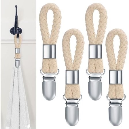 4 stk. Håndklædeklemmer, stofklemmer, badeværelseshåndklædeholder, klemmer til skabe til ophængning af håndklæder