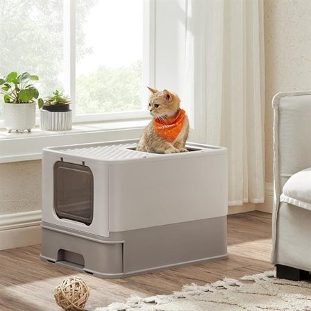 Smart Kattedo med Topp- og Frontåpning - Enkel Rengjøring og Mindre Sandsøl