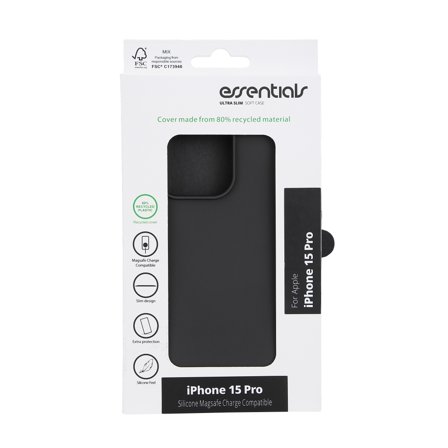 Essentials iPhone 15 Pro silicone back cover, black