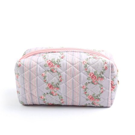 Blomstret puffet quiltet makeuptaske Stor rejsekosmetiktaske 2 2