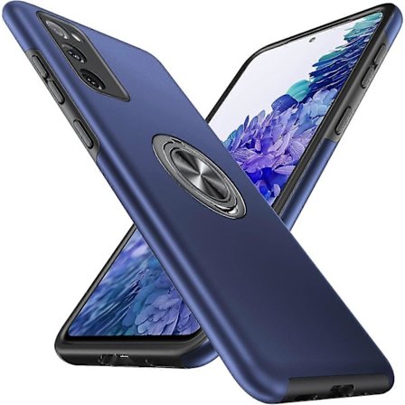 Galaxy S20 FE Skal 5G, [Värmeavledning] [Fällbar Stativ som Inte Fallar Av] 360Metallring, Militärt Slitstarkt Telefonskal för Samsung 6,5 Tum, Blå