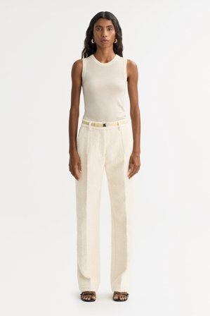 Soft Goat - Boucle Pants - Women cashmere pants - XS - Feather White