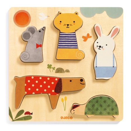 Djeco - Reliefpuzzle - Woodypets - Litenleker