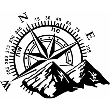 Bergskompass Dekal, Vattentät Vinyl Bil Kaross Fönster Huv Dekal Bildekaler för Bil Reflekterande Fordonsdekaler Dekor, 40x32cm/NC/