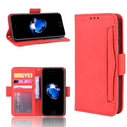 Monikäyttöinen lompakkokotelo iPhone 7/8/SE Punainen