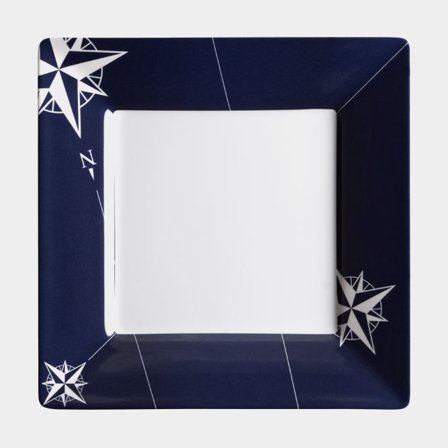 Piatti in melamina Marine Business Northwind Square, antiscivolo, bianco/blu, 21 cm, confezione da 6