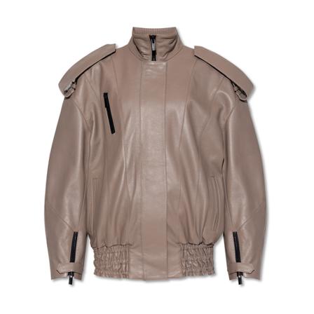 The Mannei, Pau oversize leather jacket Grijs, Dames, Maat:S