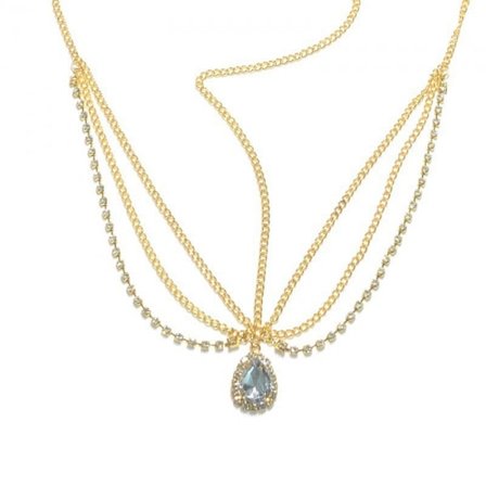 Vintage Hår Smycken/Boho Hår Smycken med Kedjor & Strass