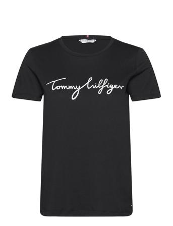 Reg C-Nk Signature Tee Ss Black Tommy Hilfiger