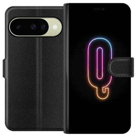 Kompatibelt Lommeboketui til Google Google Pixel 10 Minimalistisk neonbokstav Q i skinnende farger mot mørk bakgrunn