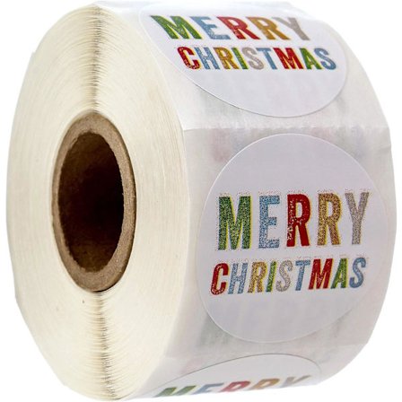 God Jul-klistermärken / 500 Flerfärgade Jul-etiketter