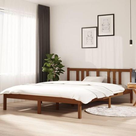 Vidaxl Sängram Honungsbrun Massivt Trä 150x200 Cm Brun