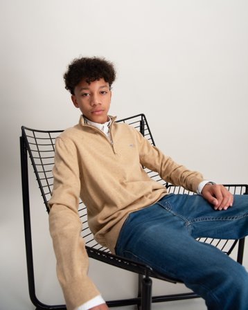 GANT SHIELD COTTON HALF ZIP Beige Genser Gutt - Kids Brand Store