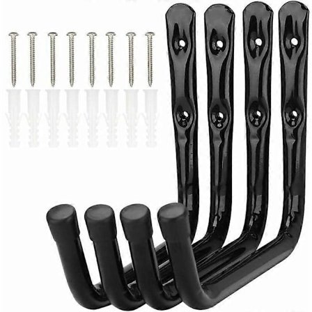 4-pak Garage Stige Opbevaringskroge, 11 cm Arm, Kraftig Cykel Vægmonteringsstativ, Cykel Organizer, 11 cm x 10 cm