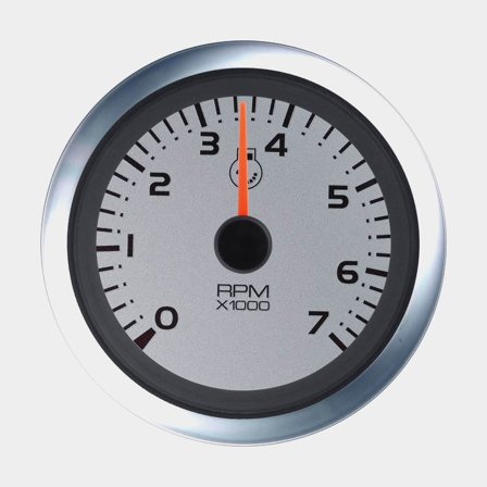 Contador de rotações para motor de popa / motor a gasolina Veethree Argent, antiembaçante, Ø86 mm, 12 V, gerador / bobina de ignição, prata/preto/