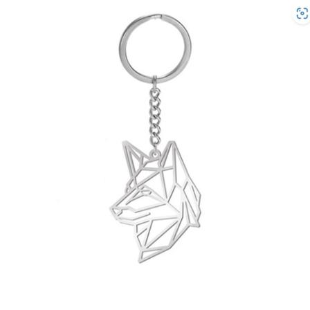 Nøkkelring - Dyr abstrakt i metall - Velg modell Silver Hund 1
