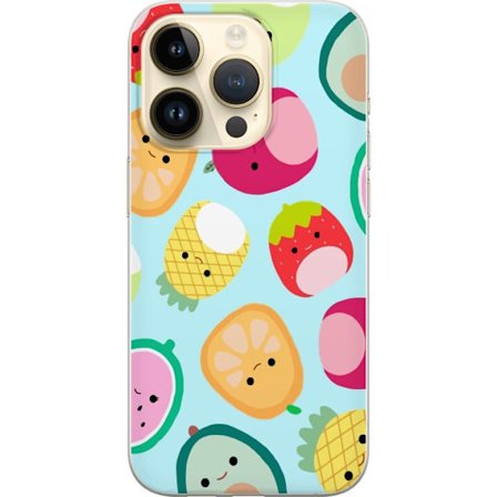 Kompatibel Mobilcover til Apple iPhone 14 Pro Mønster af kawaii frugter som jordbær citron ananas og avocado på lyseblå baggrund