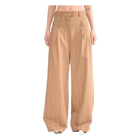 Msgm, Wide Trousers Beżowy, Kobieta, Rozmiar: M