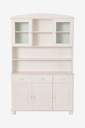 Loft24 - Buffet med 3 dører, 2 glassdører og 3 skuffer Mette - Hvit - Kommoder - Fra Homeroom