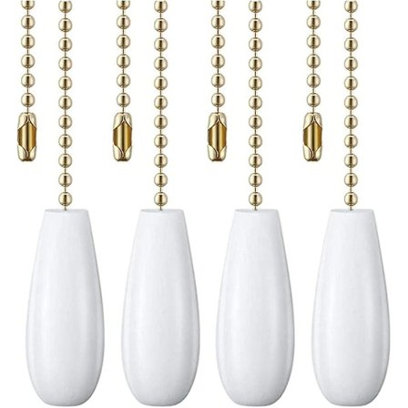 Dekorativa takfläktskedjor 12 tum vit färg träkedjor fläktkedjor förlängningssats för taklampa fläktkedja (guld) 4