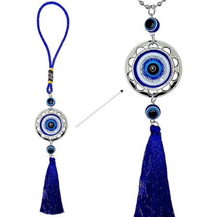 Onda del destino con occhio malvagio da appendere al muro, ornamento per porta e decorazione per specchietto retrovisore auto - Metallo argentato e 